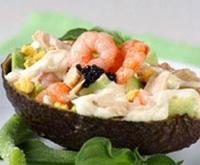 Aguacates con gambas
