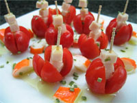 Aperitivo de pavo y cherrys