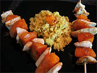 Brochetas de pollo y calabaza con cous cous