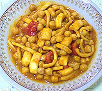 Calamares con garbanzos