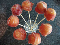 Chupa Chups de jamón y melón