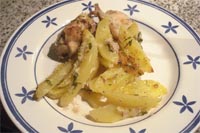 Conejo con patatas al horno