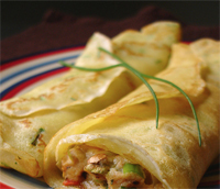 Crêpes de salmón y puerros
