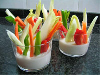 Crudites con crema de bacalao