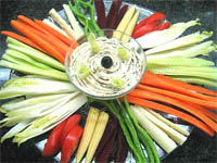 Crudités con crema de queso finas hierbas