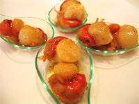 Cucharitas de vieiras en emulsión de aceite y soja