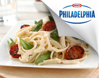 Espaguetis con espárragos y Philadelphia