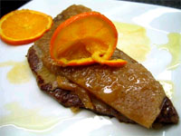 Filete de ternera con membrillo asado y naranja