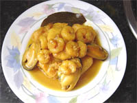 Filetes de lenguado con mejillones y gambas