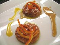 Foie al sirope de brandy con virutas de naranja