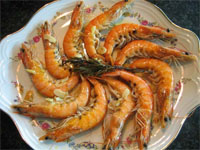 Langostinos al romero con aceite y ajos