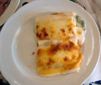 Lasaña de verduras y gambas 