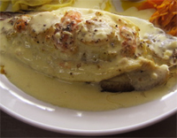 Lenguado relleno en salsa de oricios