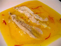 Lenguado sobre crema de patata y pera