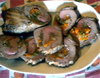 Matambre asado con pimientos