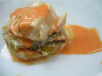 Montadito de merluza y verduras