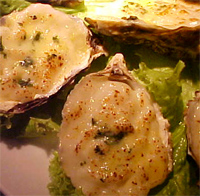 Ostras a la crema de espinacas
