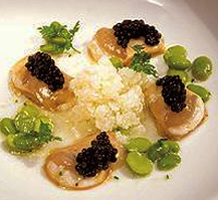 Ostras con dos caviares