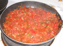 Pisto con verduras y tocino