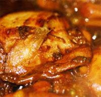 Pollo al vino tinto