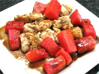 Pollo con sandia frita
