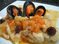 Rape al jerez con uvas pasas