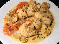 Rape con gambas y berberechos