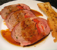 Relleno de cerdo con salsa de mostaza y miel