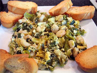 Revuelto de ajos tiernos y gambas