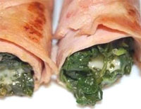 Rollos  de jamón y espinacas