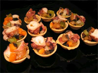 Tartaletas de salpicón de pulpo