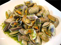 Tellinas en salsa verde